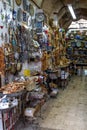 Ceramics, gift shop on market in Nazareth, Israel