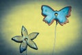 Ceramics flower and butterfly