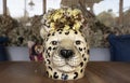 Ceramics gepard head on the table