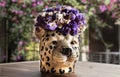 Ceramics gepard head on the table
