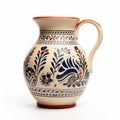 Colorful Ceramic Pitcher With Floral Motif - Polish Folklore Inspired