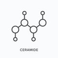 Ceramide mask flat line icon. Vector outline illustration of molecular formula. Black thin linear pictogram for lipids