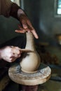 The ceramist make jug from clay Royalty Free Stock Photo