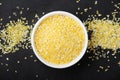 A ceramnic bowl with dry mais seeds Royalty Free Stock Photo