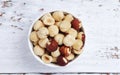 A bowl with shelled hazel nuts Royalty Free Stock Photo