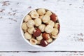 A bowl with shelled hazel nuts Royalty Free Stock Photo