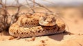 Cerastes cerastes commonly known as the Saharan Horned Viper. Generative AI