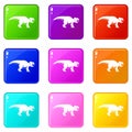 Ceratopsians dinosaur icons 9 set