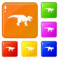 Ceratopsians dinosaur icons set vector color Royalty Free Stock Photo