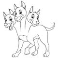 Cerberus Cartoon Illustration BW Color