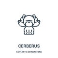 cerberus icon vector from fantastic characters collection. Thin line cerberus outline icon vector illustration