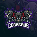 cerberus mascot logo design vector with modern illustration concept style for badge, emblem and t shirt printing. angry cerberus