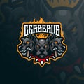 Cerberus mascot logo design vector with modern illustration concept style for badge, emblem and t shirt printing. Angry cerberus Royalty Free Stock Photo