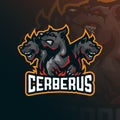 Cerberus mascot logo design vector with modern illustration concept style for badge, emblem and tshirt printing. Angry cerberus