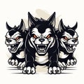 Cerberus Sticker: Bold Graphic Design With Black And White Minimalism