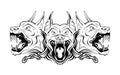 Cerberus. Vector illustration of a sketch multi-headed dog, guarding the gates of the underworld of shadows, preventing the souls Royalty Free Stock Photo