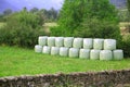 Cereal bales round green plastic wrap cover