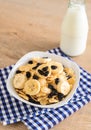 cereal with banana, raisin and milk Royalty Free Stock Photo