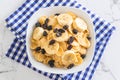 cereal with banana, raisin and milk Royalty Free Stock Photo