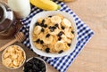 cereal with banana, raisin and milk Royalty Free Stock Photo