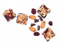 Cereal bar with almonds and cranberries chocolate Royalty Free Stock Photo