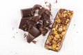 Cereal bar with chocolate Royalty Free Stock Photo