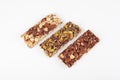 Cereal bars with almonds, nuts and honey Royalty Free Stock Photo