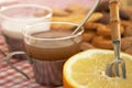 Cereal biscuits, grapefruit and a cup of tea or milk Royalty Free Stock Photo