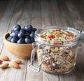 Cereal Blueberries Granola Muesli Jar Royalty Free Stock Photo