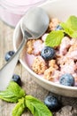 Cereal with blueberry top view Royalty Free Stock Photo