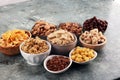 Cereal. Bowls of various cereals for breakfast. Muesli with kids cereals Royalty Free Stock Photo