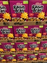 Cereal boxes stacked in a supermarket. Royalty Free Stock Photo