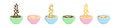 Cereal breakfast bowl vector icon, cornflakes with milk set. Cartoon food illustration