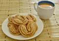 Cereal butter cookies and coffee