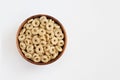 Cereal cheerios in bowl on white background Royalty Free Stock Photo