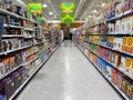 The cereal, coffee and tea aisle at a Publix grocery store in Orlando, Florida Royalty Free Stock Photo