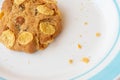 Cereal cookie in plate on wooden table Royalty Free Stock Photo