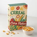Cereal and corn flakes paper box package isolated on white Royalty Free Stock Photo