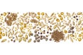 Cereal crop seeds seamless border