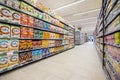 Cereal department and breakfast. Shelves full and tidy. Royalty Free Stock Photo