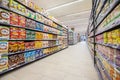 Cereal department and breakfast. Shelves full and tidy. Royalty Free Stock Photo