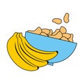 cereal dish with bananas clusters Royalty Free Stock Photo