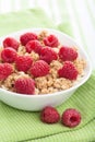 Cereal with fresh raspberry