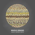 Cereal grains in circle.