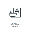 cereal icon vector from breakfast collection. Thin line cereal outline icon vector illustration. Linear symbol for use on web and