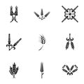 Cereal icons set, simple style