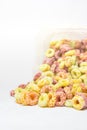 Cereal loops closeup on white background Royalty Free Stock Photo