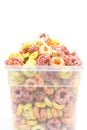Cereal loops in plastic box Royalty Free Stock Photo