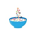 Cereal milk breakfast. Cereal bowl with milk Royalty Free Stock Photo