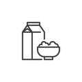 Cereal milk breakfast line icon